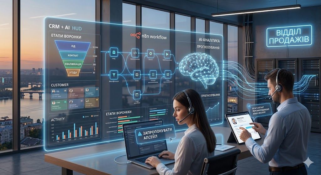 Автоматизація відділу продажів: n8n + CRM + AI для українського SMB
